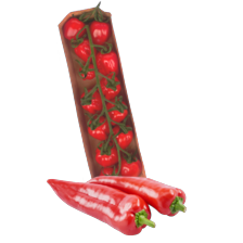 Cherry pruimtrostomaten schaal à 250 gram
of bio+ puntpaprika zak à 2 stuks